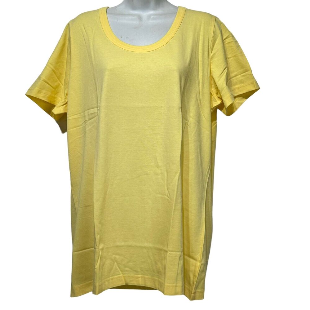 Roaman's Women's Plus Size Yellow Soft Knit Tunic Short Sleeve T-Shirt L